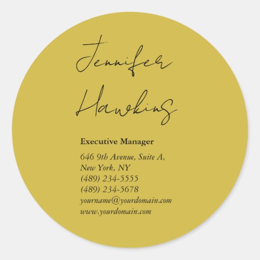 金ゴールドカラープロフェッショナルの手書き ラウンドシール (正面)