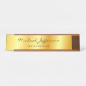 金ゴールドカラープロフェッショナル手書きスクリプト デスクネームプレート (正面)