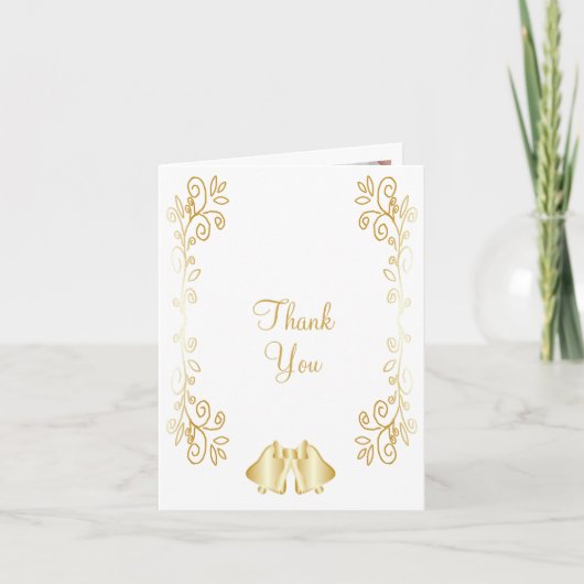 金ゴールドカラーベルデザイン結婚ズ サンキューカード (正面)