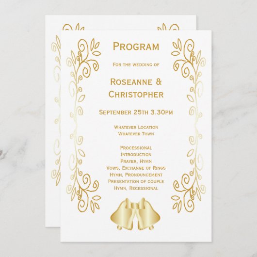 金ゴールドカラーベルデザイン結婚ズ プログラム (正面/裏面)