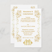 金ゴールドカラーベルデザイン結婚ズ 招待状 (正面/裏面)