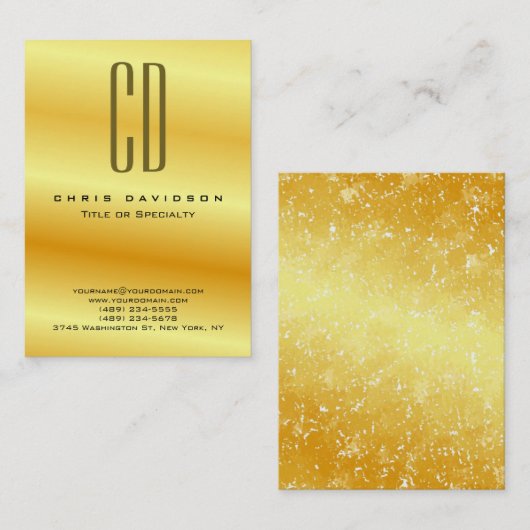 金ゴールドカラーミニマルモダンリストモノグラム 名刺 (正面/裏面)