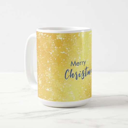 金ゴールドカラーメリークリスマスファミリーメッセージ新年 コーヒーマグカップ (正面左)