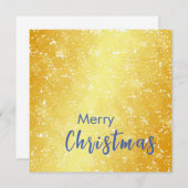 金ゴールドカラーメリークリスマスファミリーメッセージ新年 サンキューカード (正面/裏面)