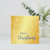 金ゴールドカラーメリークリスマスファミリーメッセージ新年 サンキューカード (スタンド正面)