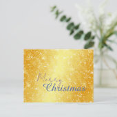 金ゴールドカラーメリークリスマスファミリーメッセージ新年 シーズンポストカード (スタンド正面)