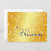 金ゴールドカラーメリークリスマスファミリーメッセージ新年 シーズンポストカード (正面/裏面)