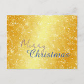 金ゴールドカラーメリークリスマスファミリーメッセージ新年 シーズンポストカード (正面)
