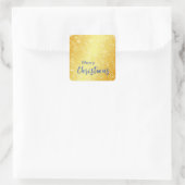 金ゴールドカラーメリークリスマスファミリーメッセージ新年 スクエアシール (バッグ)