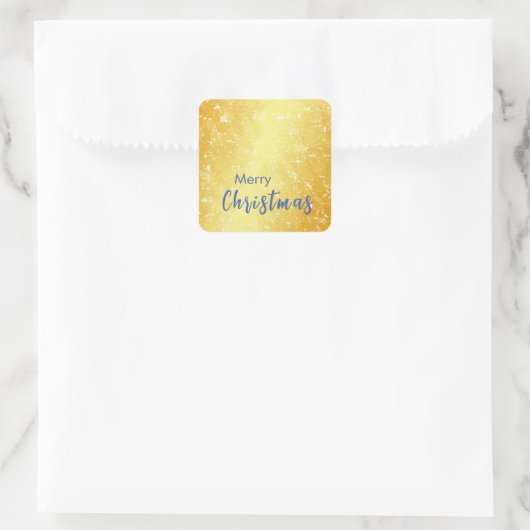 金ゴールドカラーメリークリスマスファミリーメッセージ新年 スクエアシール (バッグ)