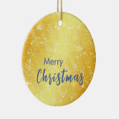 金ゴールドカラーメリークリスマスファミリーメッセージ新年 セラミックオーナメント (右)