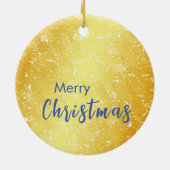 金ゴールドカラーメリークリスマスファミリーメッセージ新年 セラミックオーナメント (裏面)