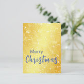 金ゴールドカラーメリークリスマスファミリーメッセージ新年 ポストカード (スタンド正面)