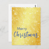 金ゴールドカラーメリークリスマスファミリーメッセージ新年 ポストカード (正面/裏面)