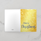 金ゴールドカラーメリークリスマスファミリーメッセージ新年 箔シーズンカード (外側レイダウン)