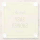 金ゴールドカラーモダンミニマリスト赤ちゃんシャワー ガラスコースター (裏面)