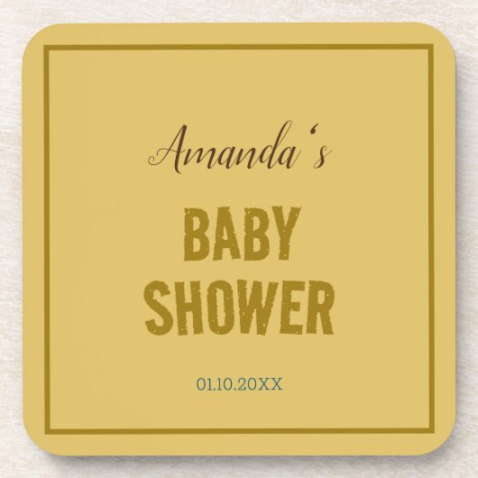 金ゴールドカラーモダンミニマリスト赤ちゃんシャワー コースター (正面)