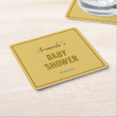 金ゴールドカラーモダンミニマリスト赤ちゃんシャワー スクエアペーパーコースター (アングル)
