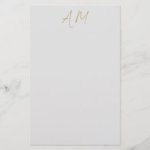 金ゴールドカラーモノグラムイニシャル書道プロ 便箋