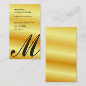 金ゴールドカラーモノグラムインテリアデザイナープレーン 名刺 (正面/裏面)