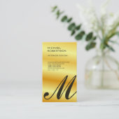 金ゴールドカラーモノグラムインテリアデザイナープレーン 名刺 (スタンド正面)