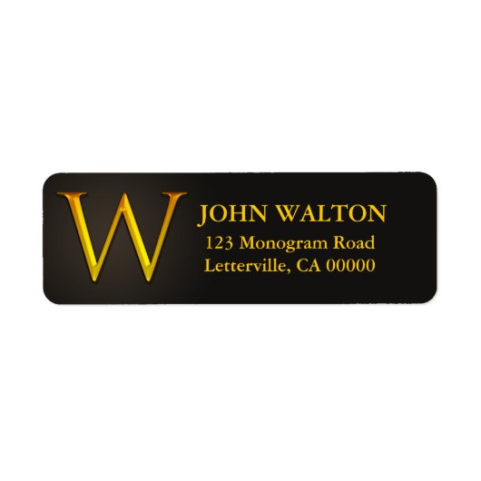 金ゴールドカラーモノグラムW差出人住所ラベル ラベル (正面)