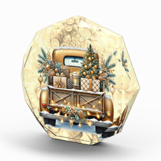 金ゴールドカラーヴィンテージトラックメリークリスマス フォトブロック (右)