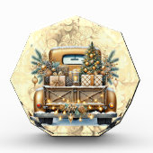 金ゴールドカラーヴィンテージトラックメリークリスマス フォトブロック (正面)
