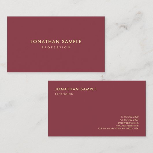 金ゴールドカラー文字エレガントミニマルデザインラグジュアリー 名刺 (正面/裏面)