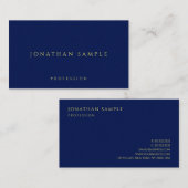 金ゴールドカラー文字プレミアムシックラグジュアリーブルー 名刺 (正面/裏面)