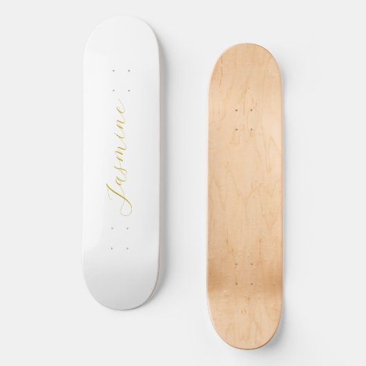 金ゴールドカラー書道プロフェッショナル名前をカスタムする スケートボード (正面)