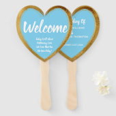 金ゴールドカラー結婚婚約パーティへようこそ ハンドファン (正面&裏面)