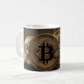 金ゴールドカラーBitCoin コーヒーマグカップ (正面左)