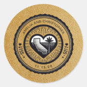 金ゴールドカリフォルニアパスポート ラウンドシール (正面)