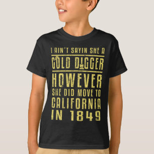 金ゴールドカリフォルニアラッシュブラック歴史ギフト政治的 Tシャツ