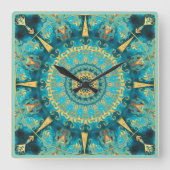 金ゴールドカリブのマンダラの壁時計 スクエア壁時計 (正面)