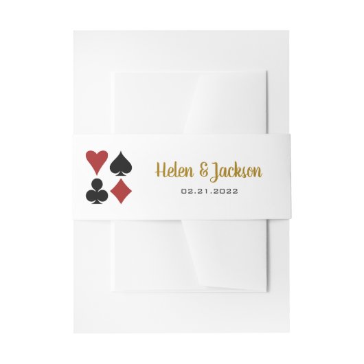 金ゴールドカードスーツLas Vegas Casino 結婚's 招待状ベリーバンド (正面例)