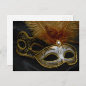 金ゴールドカーニバルベネチアンマスクマスカレード ポストカード (正面/裏面)