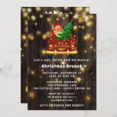 金ゴールドカーメリークリスマスブランチディナーサンタウッド 招待状 (正面/裏面)