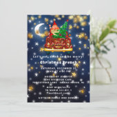 金ゴールドカーメリークリスマスブランチディナーサンタネイビー 招待状 (スタンド正面)