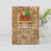 金ゴールドカーメリークリスマスブランチディナーサンタラスティック 招待状 (スタンド正面)
