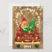 金ゴールドカーメリークリスマスブランチディナーサンタラスティック 招待状 (裏面)