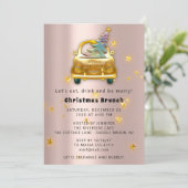 金ゴールドカーメリークリスマスブランチディナーツリーバラ 招待状 (スタンド正面)