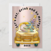 金ゴールドカーメリークリスマスブランチディナーツリーバラ 招待状 (裏面)