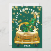 金ゴールドカーメリークリスマスブランチ夕食赤グリーン 招待状 (裏面)