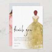 金ゴールドガウン写真オーバーンキンセニェラ サンキューカード (正面/裏面)
