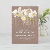 金ゴールドガラスと白の蘭のヴィンテージフローラ結婚 招待状 (スタンド正面)
