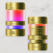 金ゴールドガラスケースLook カラフル Liquidsモノグラム 名刺 (正面/裏面)