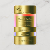 金ゴールドガラスケースLook カラフル Liquidsモノグラム 名刺 (裏面)