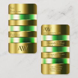 金ゴールドガラスタンク光学グリーン液体とイニシャル 名刺